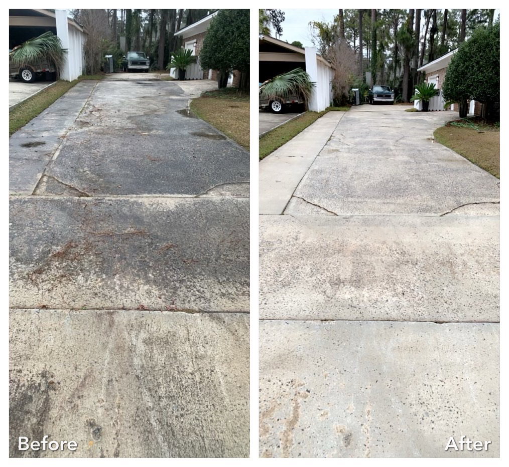 Before and after driveway cleaning