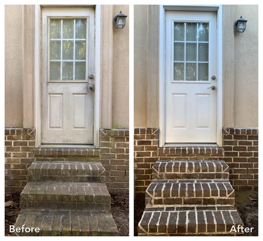 Before and after exterior concrete cleaning