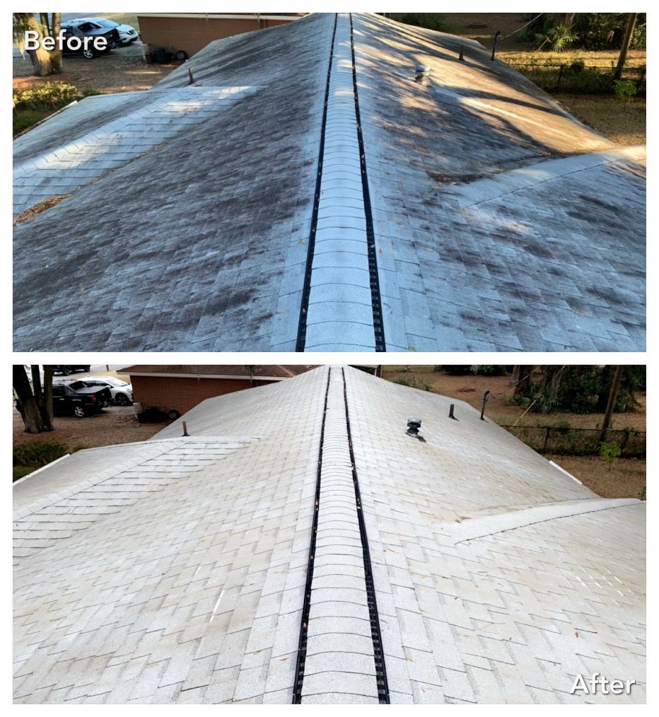 Deck before and after cleaning