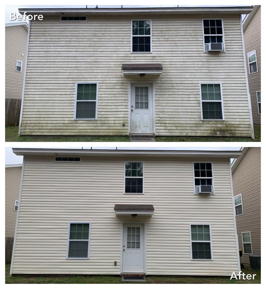Before and after siding cleaning