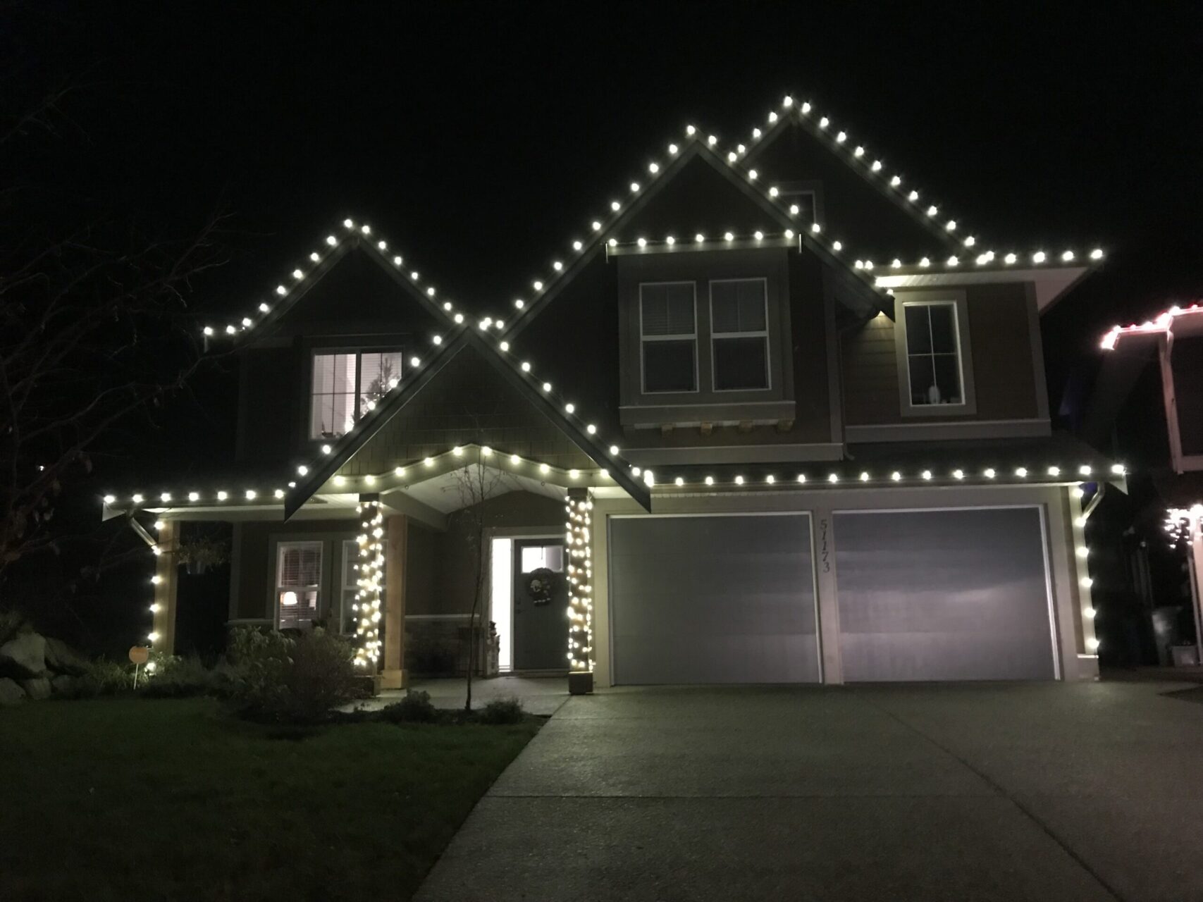 Home with professional holiday light installation