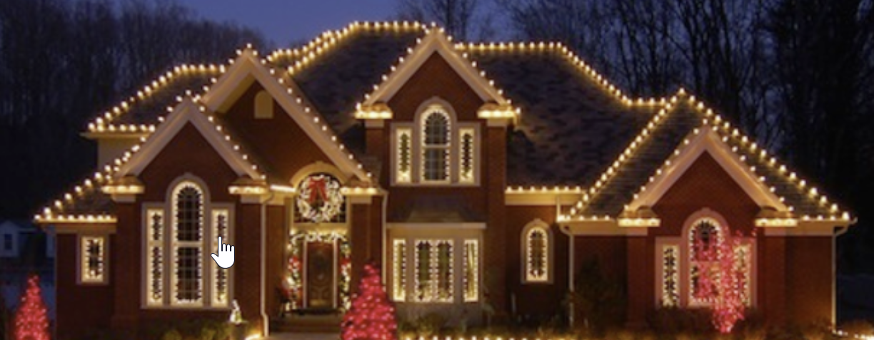 Professional Christmas light display at night